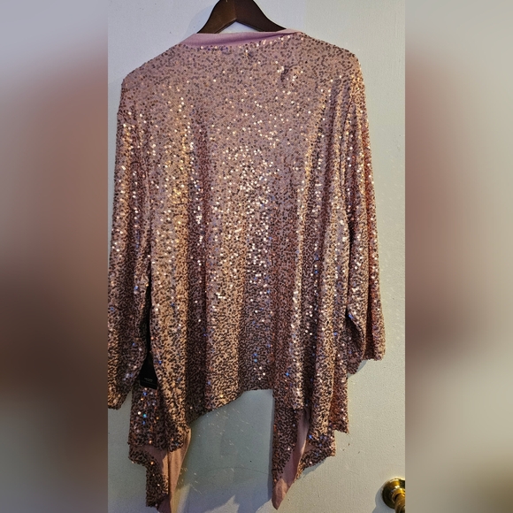 Karen Kane Rose Gold Sequin Cardigan - Picture 2 of 6